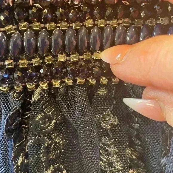 New Mac Duggal Midnight Navy Blue Embroidered A Line Gown Size 14 - Picture 12 of 16